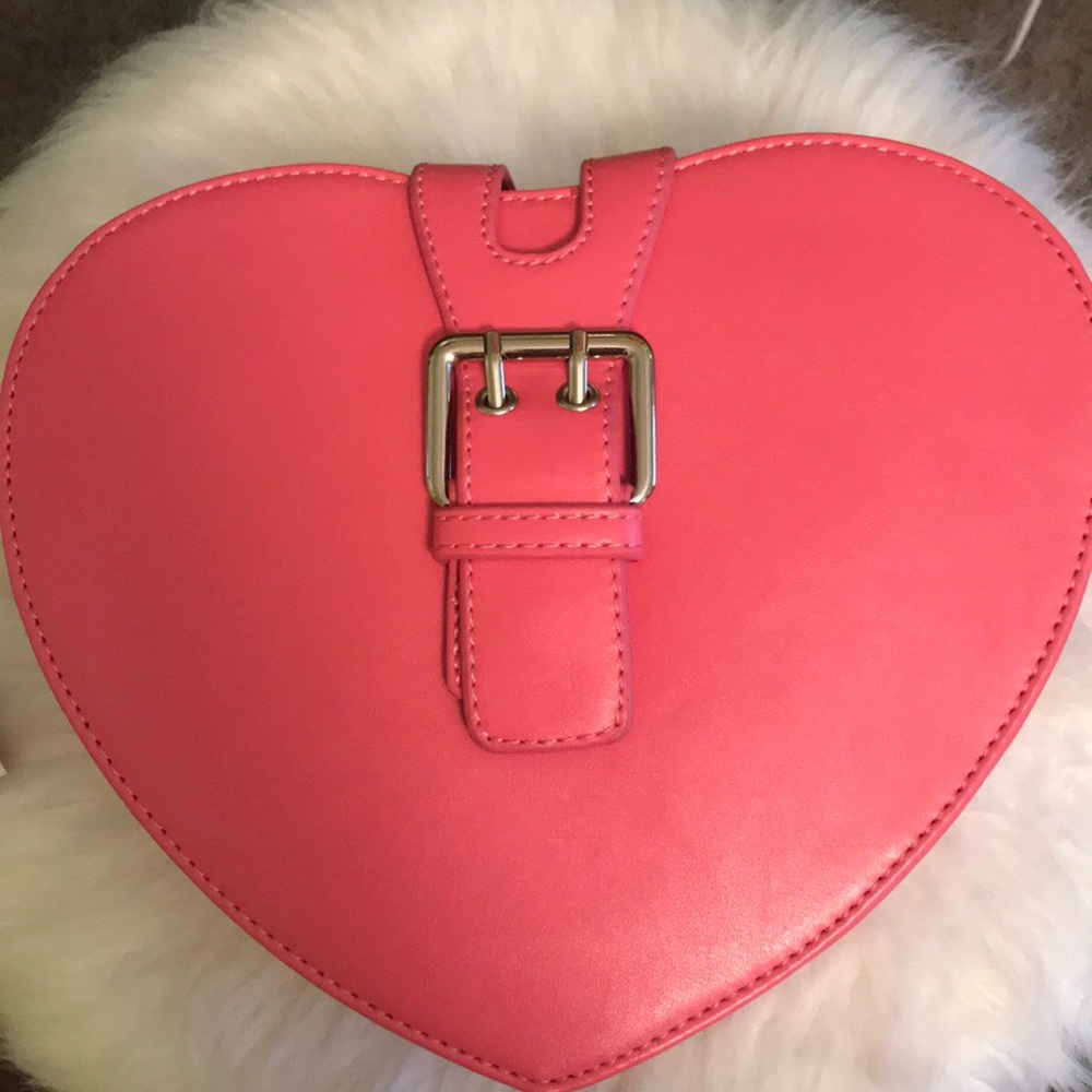 Pink leather heart purse